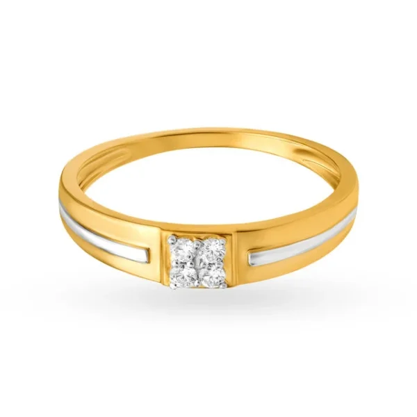 Fancy Traditional Gold and Diamond Finger Ring - Image 3