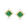 Regal Diamond Encrusted Square Gold Stud Earrings