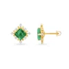 Regal Diamond Encrusted Square Gold Stud Earrings - Image 3