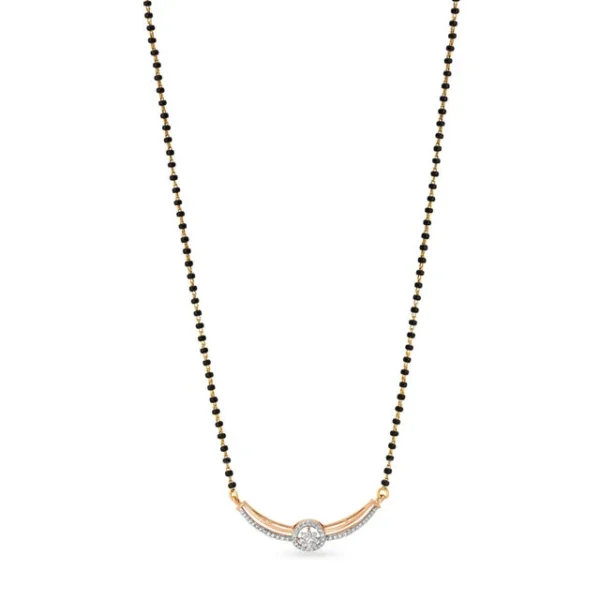 Elegant Floral Diamond Manglsutra in Yellow and Rose Gold - Image 3