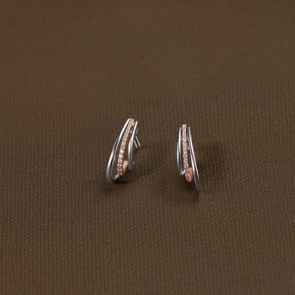 Starry Dual Tone Diamond Stud Earrings - Image 2