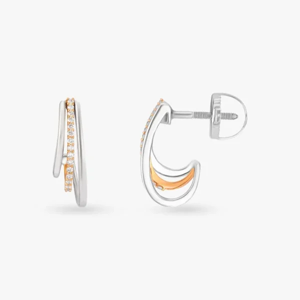 Starry Dual Tone Diamond Stud Earrings - Image 3