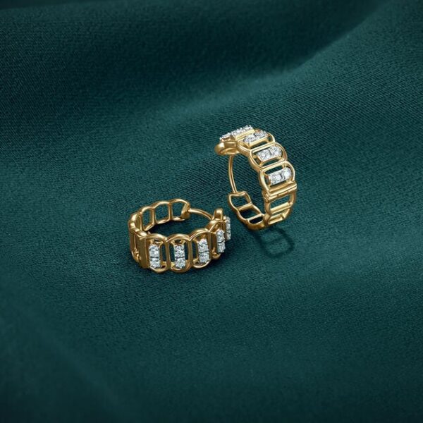 Linked Brilliance Diamond Hoop Earrings - Image 2
