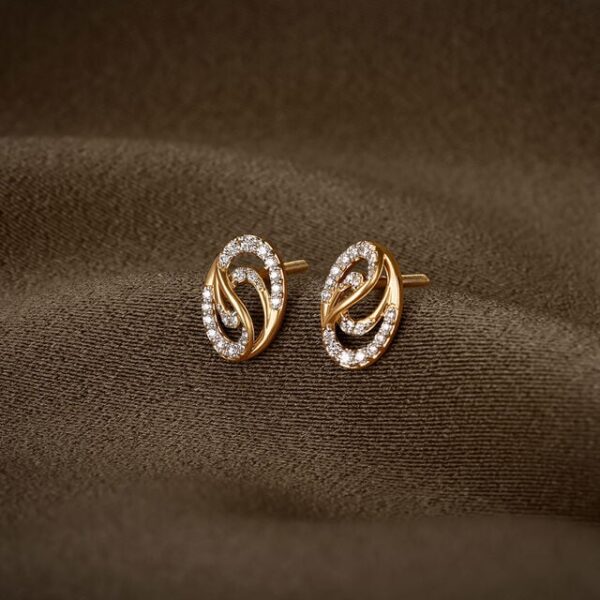 Swirling Luxe Diamond Stud Earrings - Image 2