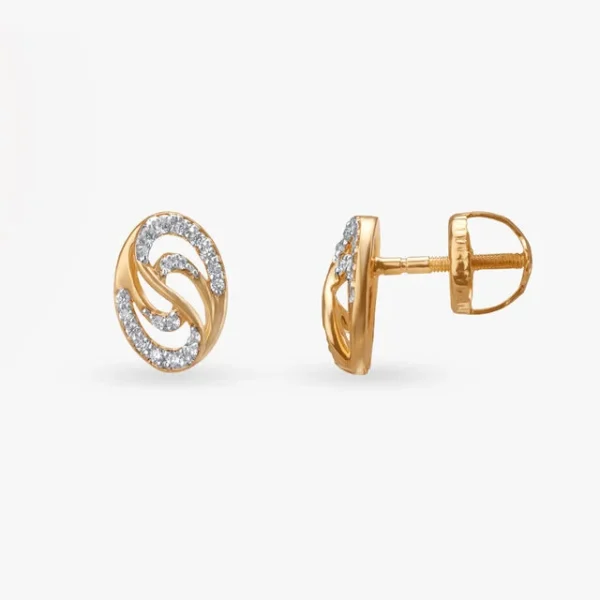 Swirling Luxe Diamond Stud Earrings - Image 3