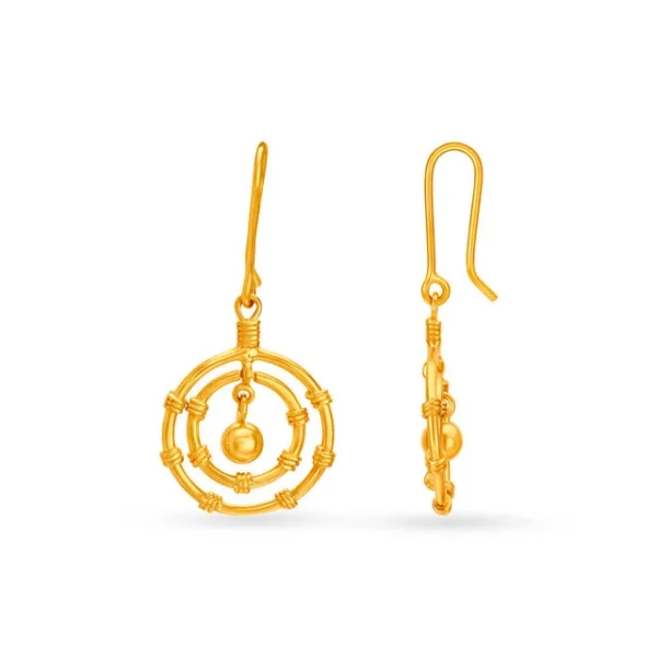 Aesthetic 22 Karat Yellow Gold Ringed Hoops - Image 3